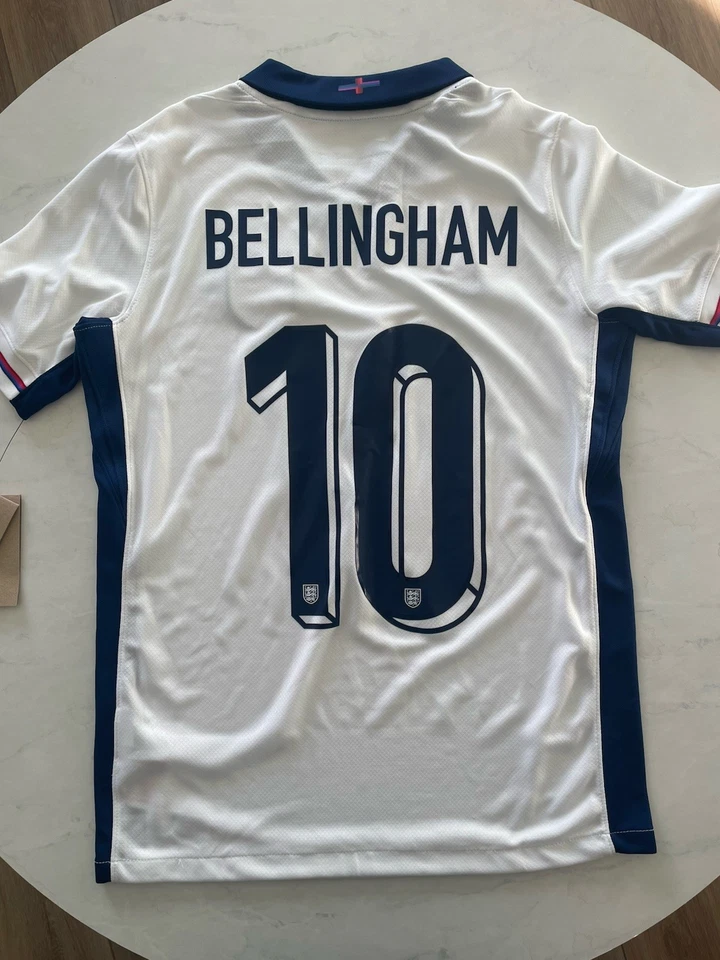 England Soccer Jersey - Youth XL - Bellingham 10 - Nike - Home - White - Image 3 of 4