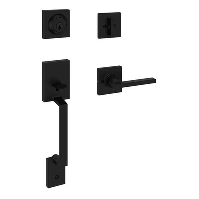 Amador Matte Black Single Cylinder Entry Door Handleset with Hollis Lever Ft Sma