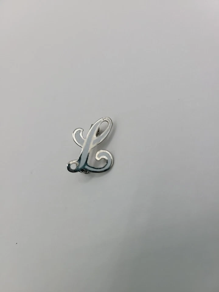Broche Pin Vintage L Inicial Blanco Plata Joyería Disfraz Foto 2 de 4