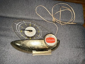 Vintage Schaefer Beer Lighted Atomic- Sailboat Clock Retro Mid Century Modern