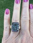 Vintage Mystic topaz Signed 925 Sterling Silver Ring Estate purples 14.8g Sz 6.5