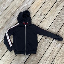Givenchy Boy's Black Zip Front Logo Hoodie Size 8