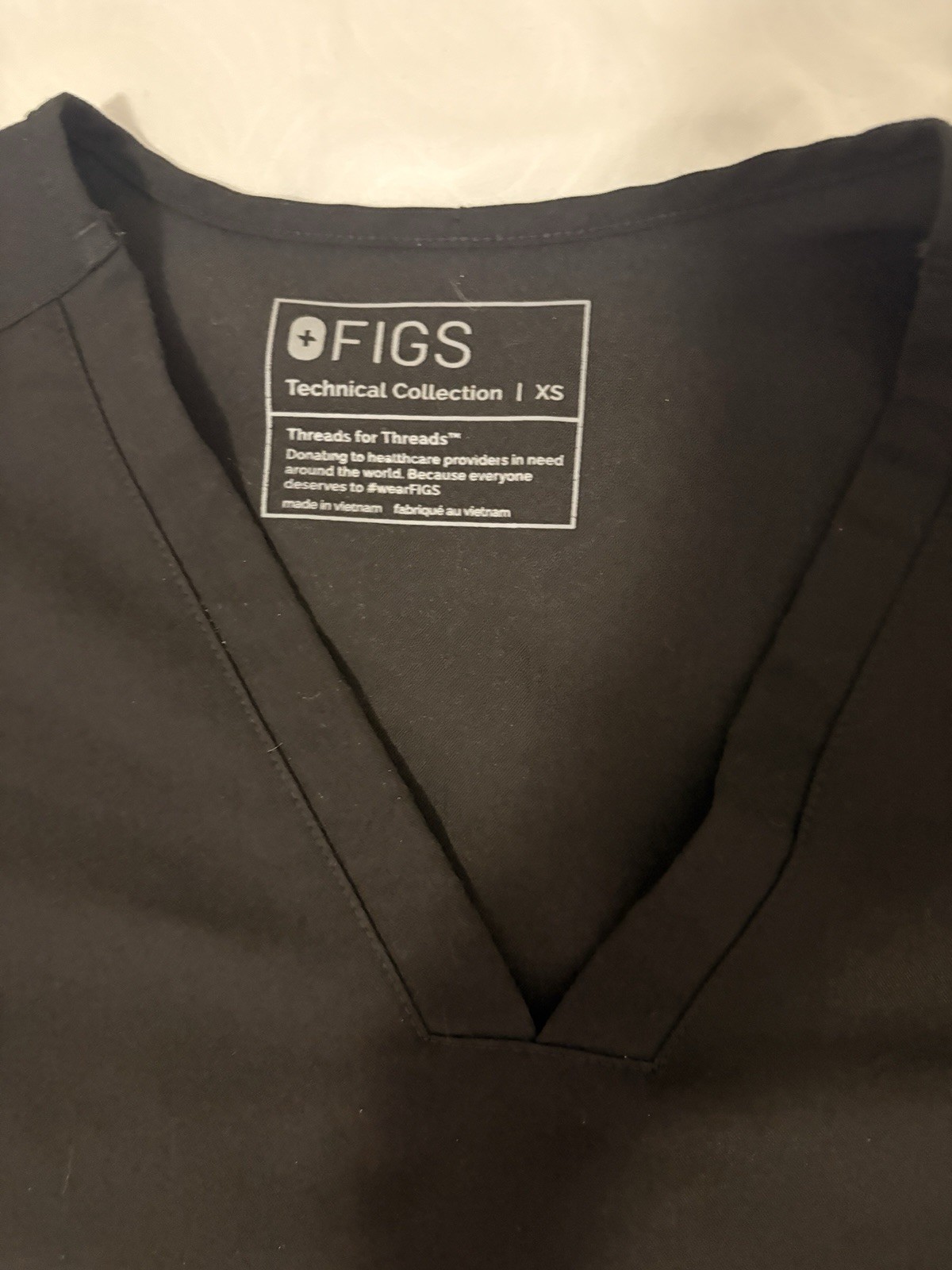 FIGS Technical Collection Black Solid Scrub Top W… - image 2