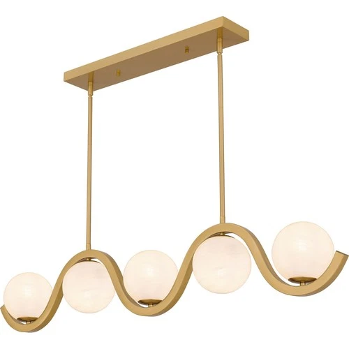 Aged Brass Five Light Linear Chandelier from the Spherical Collection - Picture 4 of 7
