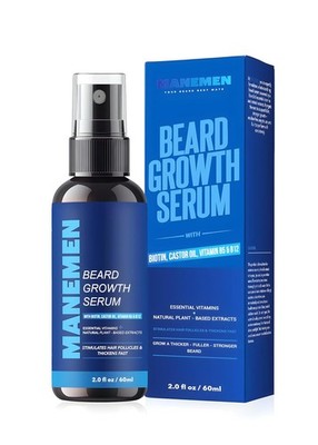 Beard Growth Serum Spray - Biotin, Castor Oil, B5 & B12