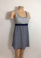 Lands End Stripe Tank Swim Dress Sleeveless Womens 8