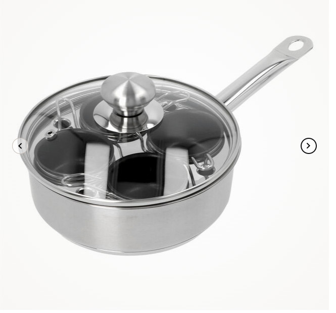 Demeyere Resto Four-Cup Egg Poacher Set 18 cm, 18/10 Stainless Steel, silver