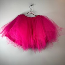 Hot Pink Tulle Tutu Skirt Elastic Waist Layered Costume Dance Skirt S Barbiecore