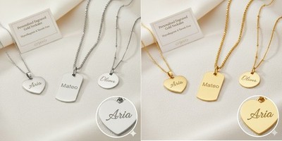 Personalisierter beidseitiger individueller Gravur Anhänger Name Datum Halskette Geschenk für Sie