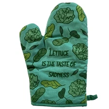Lettuce Is The Taste Of Sadness Oven Mitt Funny Greens Salad Vegetable Sarcastic