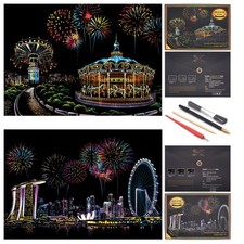 Scratch Rainbow Painting Art Paper,Scratch  Sketch 11"x16", Amusement Park