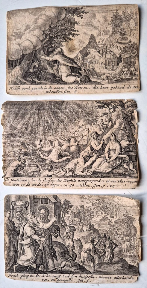 Crispijn van de Passe the Elder , 3 rare master prints from 1612 'Liber Genesis' - Image 2 of 4