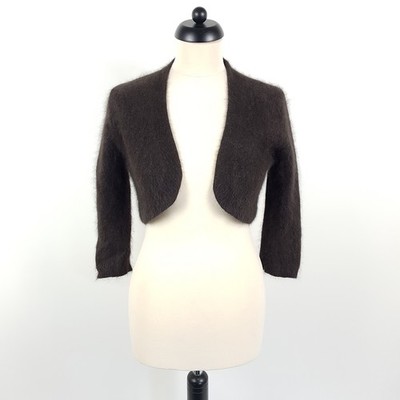 Hallhuber bolero cardigan women's size 40 brown angora crop jacket open