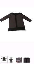 Cable Gauge Gray, Black Lightweight Sweater SZ M