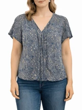 John roBShaw for Lucky brand pleat front shirt sleeve blouse small