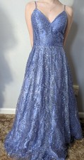 Blondie Nites By Stacy Sklar Sz 1 Periwinkle Sequins And Glitter Prom Ball Gown
