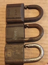 Lot Of 3 Vintage Yale Padlocks Keyed Alike Used 