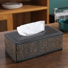 Leatherette Tissue Holder, Black and  colour