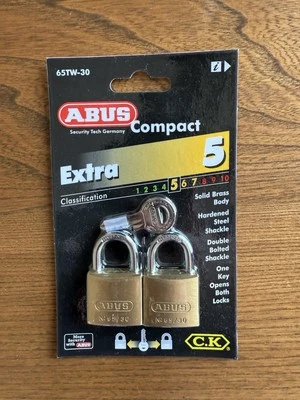 Abus Keyed Alike Twin 65-30 Padlocks Packed As A Pair