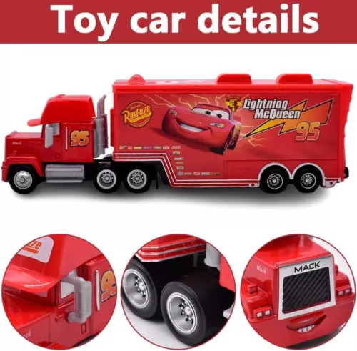 Disney Pixar Cars No.95 Lightening Mcqueen Hauler Truck + Mini Car 1:55 Diecast - Picture 4 of 15