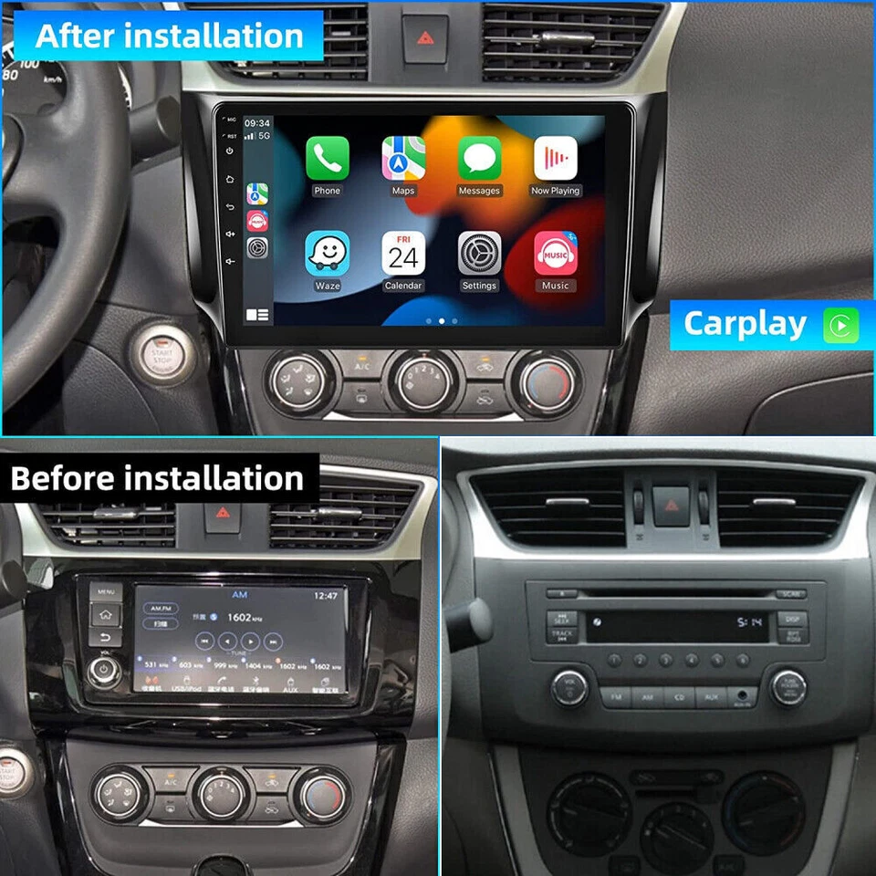REPRODUCTOR DE RADIO ESTÉREO PARA AUTOMÓVIL APPLE CARPLAY PARA NISSAN SENTRA SYLPHY 2013-2018 10,1" Foto 2 de 4