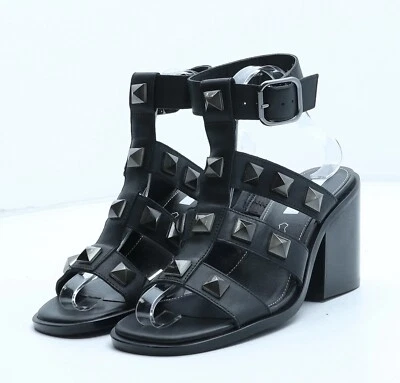 New Marks and Spencer Women’s Black Leather Gladiator Sandals Size 6 Rrp £69 - Image 1 of 4