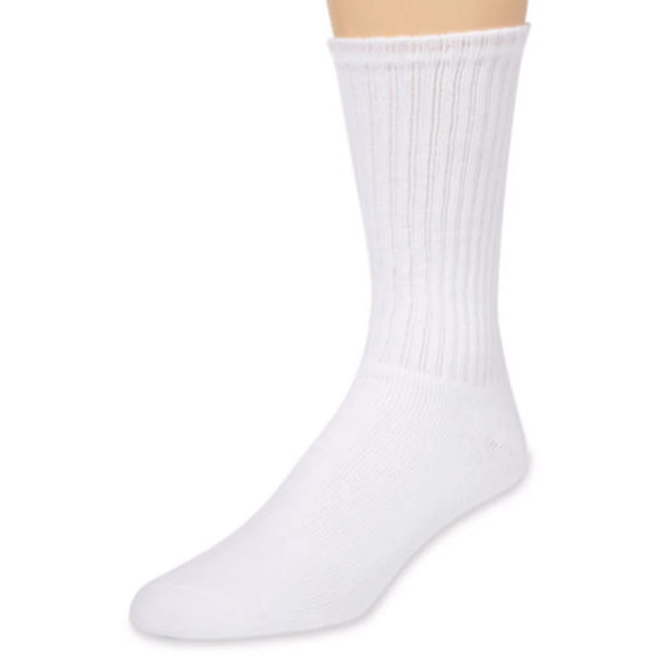 12 Pairs Men's Plain White Sports Athletic Cotton Crew Socks Size 9-11 USA - Image 2 of 3