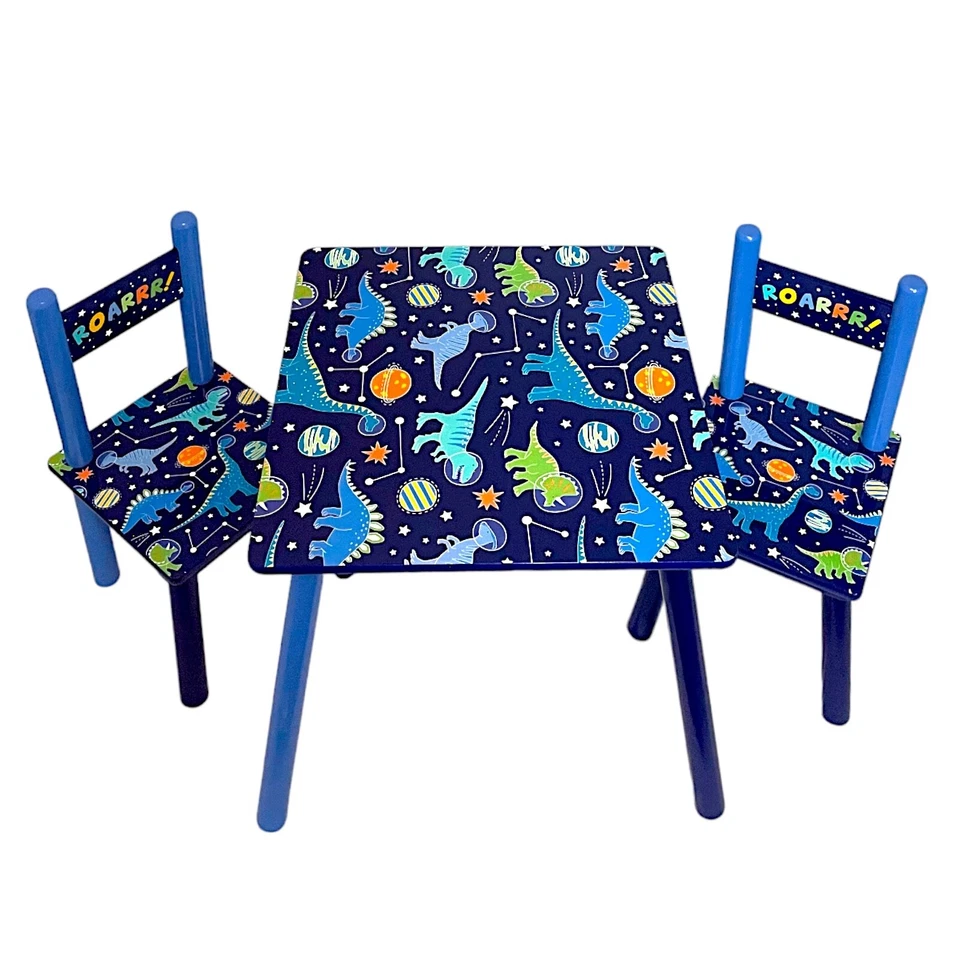 Kids Wooden Dinosaur Table and 2 Chairs Set Activity Furniture - Image 3 of 4