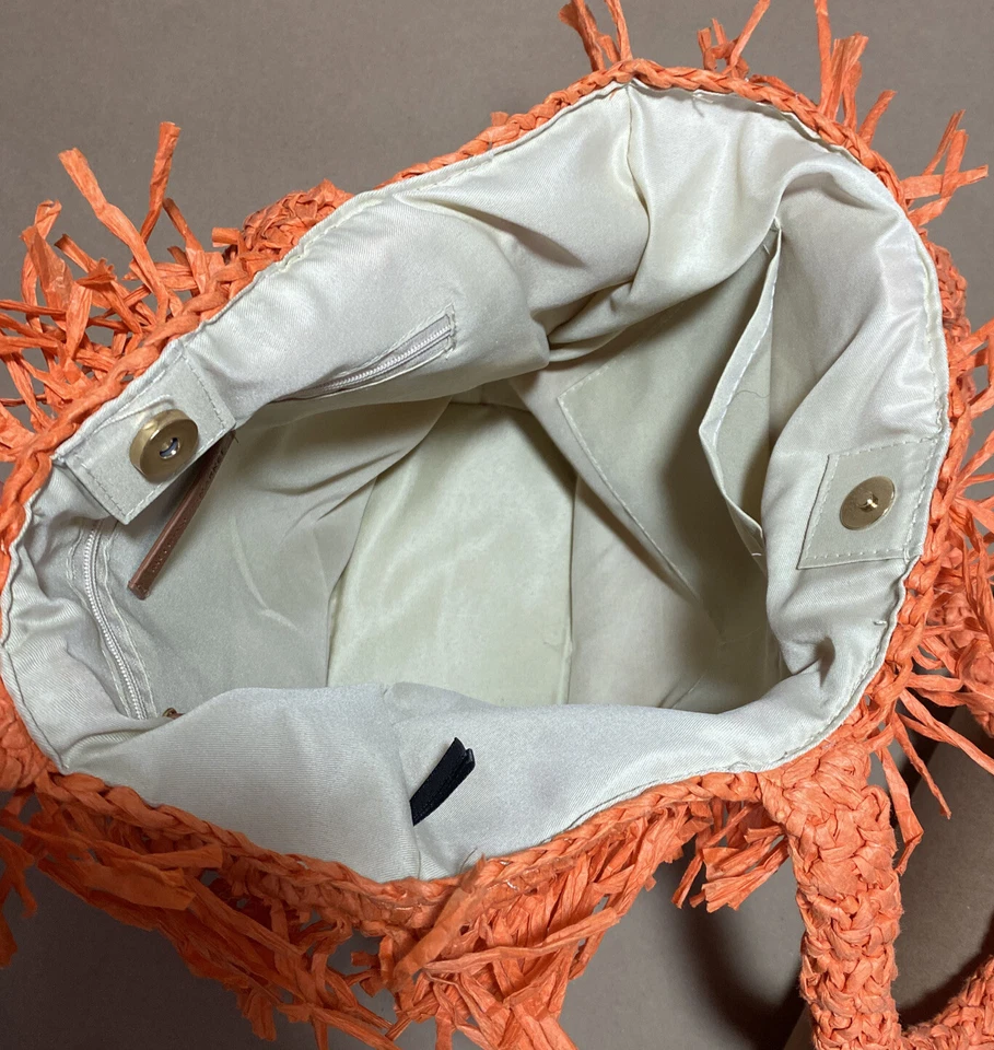 Straw Tote Bag in Orange - Image 4 of 4