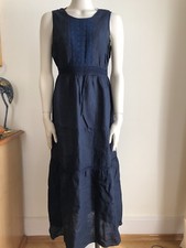 120 Lino Langes Kleid, Neu, Gr. IT 42, Dunkelblau
