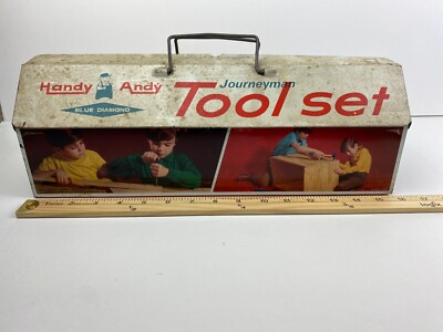 VTG 1974 Handy Andy Tool Set - NO TOOLS - Metal Tool Box and