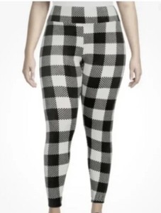 No Boundaries Soft Velour Black Buffalo Plaid Leggings Size XXXL (23-25) NWT