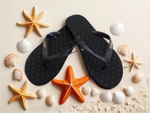 Men Anchor Flip Flop Beach Sandals Brand New Black, Gray, Navy FF237M - Picture 2 of 4