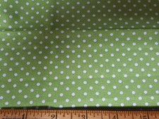 Medium White Polka Dots on Grass Green 100 cotton Fabric -Fat Quarter