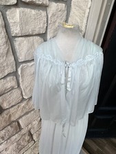 VINTAGE VANITY FAIR BABY BLUE BED JACKET SHEER SIZE small nylon FRONT TIE