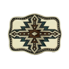 Nocona Navy  Brown Western Aztec Belt Buckle 37997