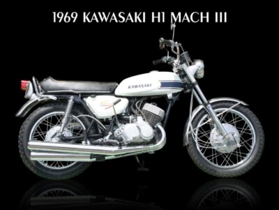 Kawasaki Mach III 30周年ポスター 1969 Kawasaki H1 Mach III Motorcycle NEW METAL SIGN: 9x12