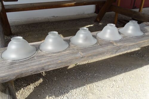 5 LAMPENSCHIRM ERSATZSCHIRM Art Deco Schalen Lampenglas farbloses Glas satiniert