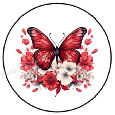 FLORAL RED BUTTERFLY ENVELOPE SEALS LABELS STICKERS PARTY FAVORS