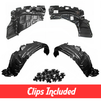 Front Fender Liner & Engine Under Cover Set w/ Clips For 2004-2006