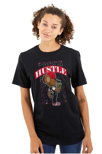 Cool Urban Streetwear Cash Hustle Teddy Bear Womens or Mens Crewneck T Shirt Tee - Picture 3 of 7