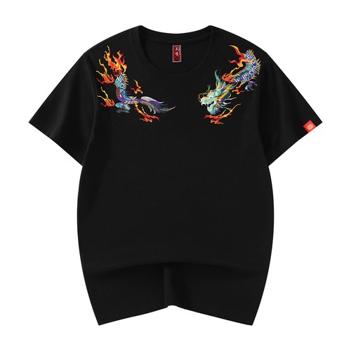 Niepce Men's Japanese Embroidered Tee Urban Streetwear Short Sleeves T-shirt - Picture 2 of 69
