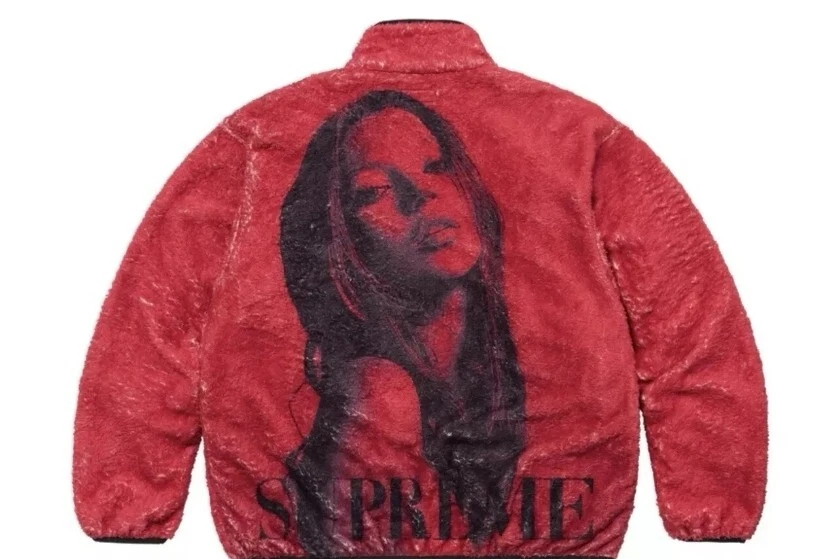 Veste polaire Supreme Kate Moss rouge grand L FW24 chemise naturelle sweat à capuche DS NEUF