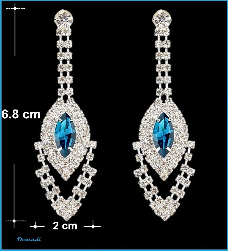 Acquista 1 paio di orecchini pendenti con zirconi verdi taglio quadrato per donna, orecchini pendenti con cristalli blu color oro di lusso, gioielli regalo in Italia a partire da 2.06