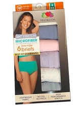 Fruit of the Loom 360 Stretch Microfiber 6pk Low-Rise Briefs size 9 (2X)