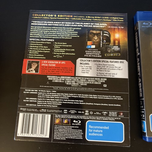 Rise Of The Planet Of The Apes - With Senitype Film (Blu-ray, 2011) Region B - Picture 3 of 10
