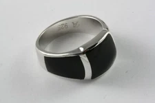 Men's Ring Black Stone Signet Ring Silver Ring 925 Silver / 637