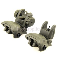 OD Green Polymer Flip Up Folding Auto Deploy Front  Rear BUIS Back Up Sight Set