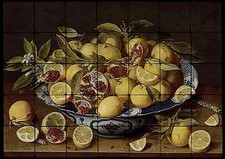 28x20 Pomegranates Kitchen Backsplash Mural Tumbled Marble Tiles Van Hulsdonck
