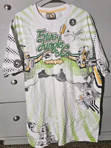 Y2k 5ive Jungle Graphic T-Shirt White Size XL/2XL Hip Hop Graffiti Vtg Preshrunk